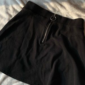 Front Zip Black Skater Skirt
